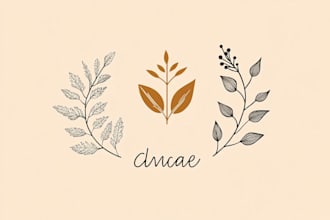 design hand drawn botanical boho minimalist logo