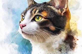 do cute pet, cat, dog portrait in my art style