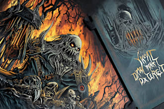 draw detailed dark art illustration metal album cover