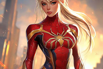 create concept art superhero character for anime style comic