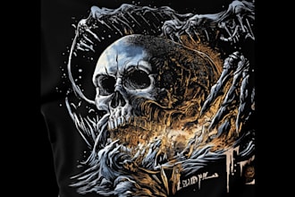 make dark art, horror or skull illustration tshirt design