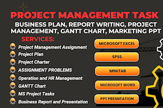do business plan, report writing, project management, gantt chart, marketing ppt