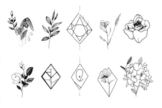 make line art, monoline geometric, minimalist tattoo design