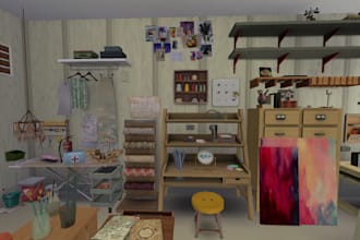 create a playable 3d render of a room in sims for you