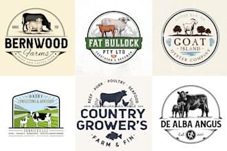 do farm agriculture cow goat and farm logo design 24 hours