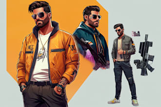 draw game style and gta character illustration for you