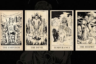 create custom tarot card illustration in dark art style