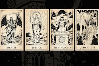 create custom tarot card illustration with dark art style