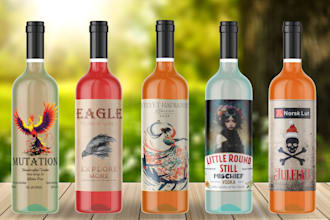 do packaging,label,logo for bottle,rum,wine,vodka,mead,whiskey,beer,lager,gin