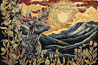 do a animal linocut tshirt design