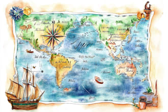 watercolor map illustration just for you