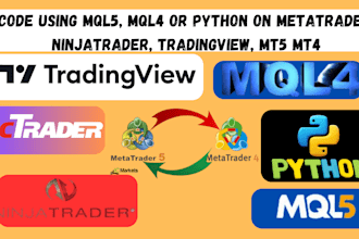 code mql5,mql4 or python on metatrader, ninjatrader, tradingview, mt5 mt4