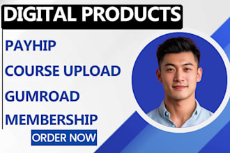 design payhip digital product setup membership website gumroad course upload