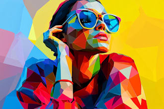 draw low poly or pop art illustration