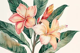 create a botanical or floral illustration art for you