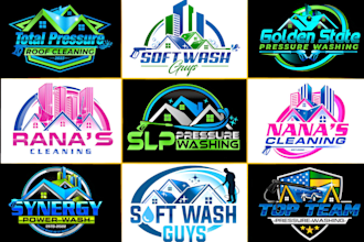 make a professional pressure washing, power washing, and home cleaning logo