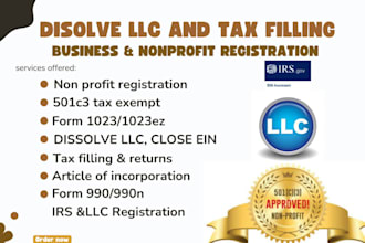 do USA llc registration, non profit registration, dissolve llc registration