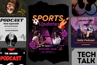 design artistic itunes podcast cover art or podcast logo in canva pro in 30 mins