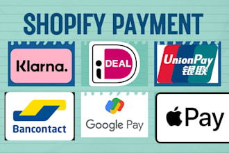 activate ideal, bancontact unionpay klarna google pay apple pay in shopify store