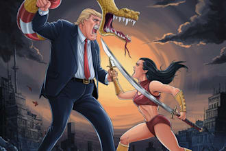 create cartoons, political cartoons, anime style characters