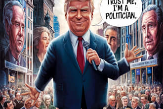 create a political and editorial cartoon