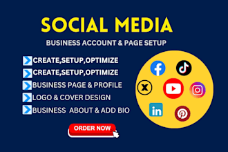 set up and customize all social media, plus a facebook page