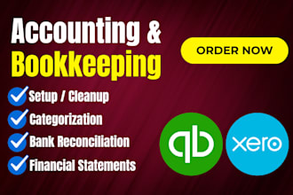handle bookkeeping, cleanup and bank reconciliation in quickbooks online, xero