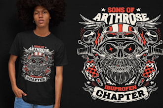 draw unique vintage skull t shirt logo design for you