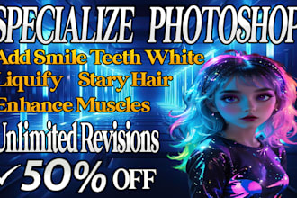 specialize photoshop liquify, teeth white,  enhance muscles