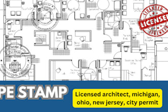 licensed architect, pe stamp for michigan, new jersey, oklahoma and texas