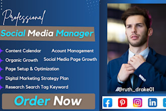 be your social media manager, video editor instagram fb business content creator