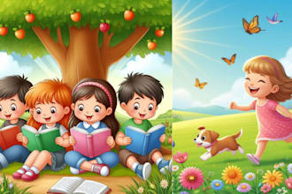 draw christian children story book, bible themed, kids story, children book
