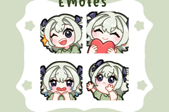 draw chibi emotes bundle 4 icon for stream