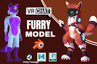 model unique vrchat protogen furry avatar 3d anime character model from scratch