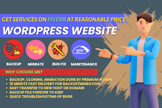 fix, backup, move, migrate and manage your wordpress website