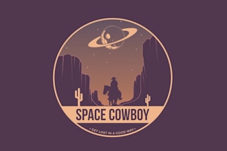 design a vintage space western cowboy logo