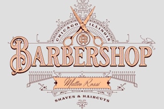 do modern vintage emblem barber shop logo design