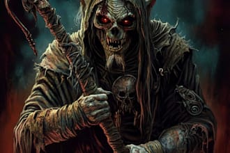 draw fantasy horror art illustration or dark creepy