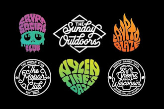 make unique typography circle or shape logo design