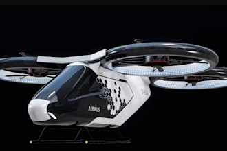 create airbus model, 3d flying taxi, render space ship,jet ,3d helicopter, drone