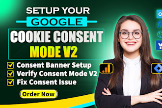 setup gdpr google consent mode v2 with cookie consent banner with GTM