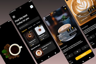 design and develop a professional coffee shop app UI using flutter