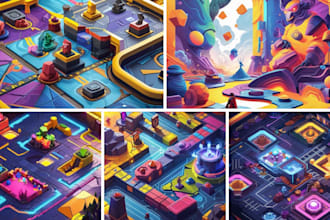 draw 2d 3d game art and board design