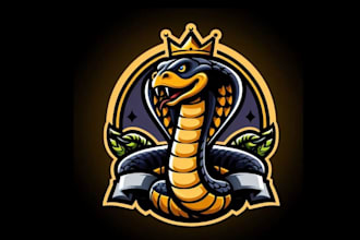 design high quality crown snake mascot logo with unlimited revision