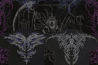 create cyber sigilism tribal design for clothing brand