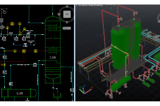3d model and 2d piping layout and isometric drawing in plant 3d with bom