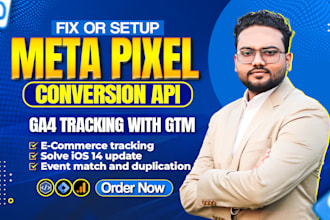 setup facebook pixel, conversion API, ga4 ecommerce tracking using GTM