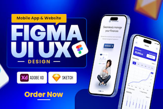 do mobile app ui ux design, website ui ux design, dashboard design figma design