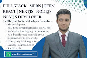 be your nodejs, nestjs or supabase backend server developer for API with express