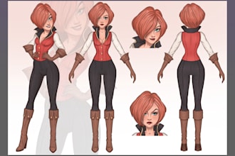 create a unique 2d character design and model sheet